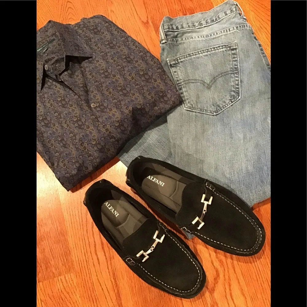 Alfani | Shoes | Mens Alfani Black Suede Loafers Size 15  display picture 2